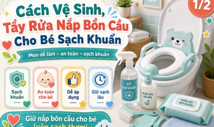 Cách Vệ Sinh, Tẩy Rửa Nắp Bồn Cầu Cho Bé Sạch Khuẩn