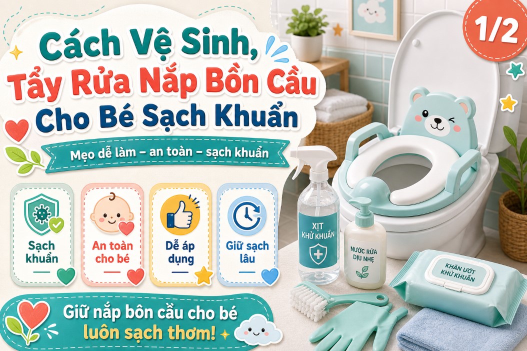 Vệ sinh nắp bồn cầu cho bé bằng chanh hoặc giấm
